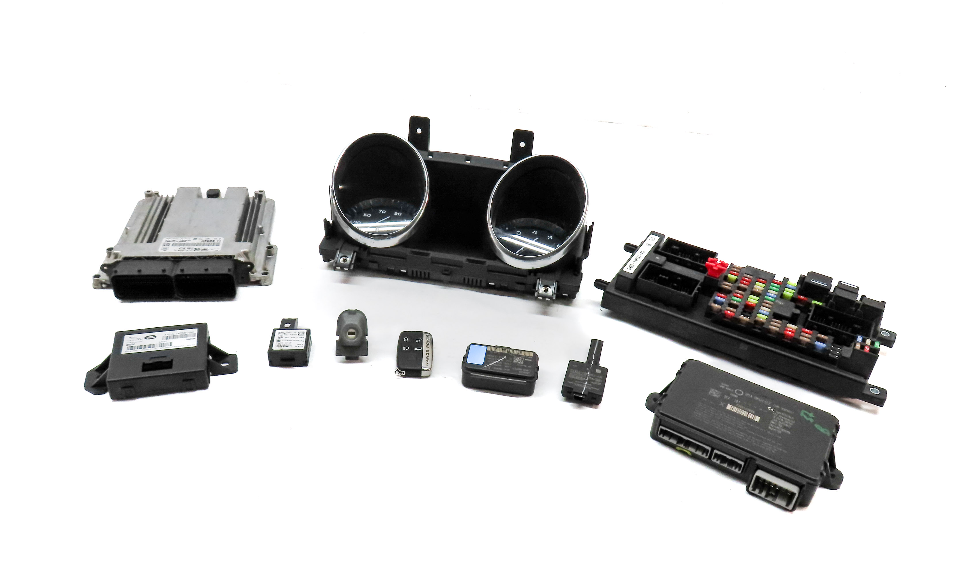 15 RANGE ROVER SPORT (L493) 3.0L SUPERCHARGED ENGINE IMMOBILIZER MODULE KEY SET — exact item pictured